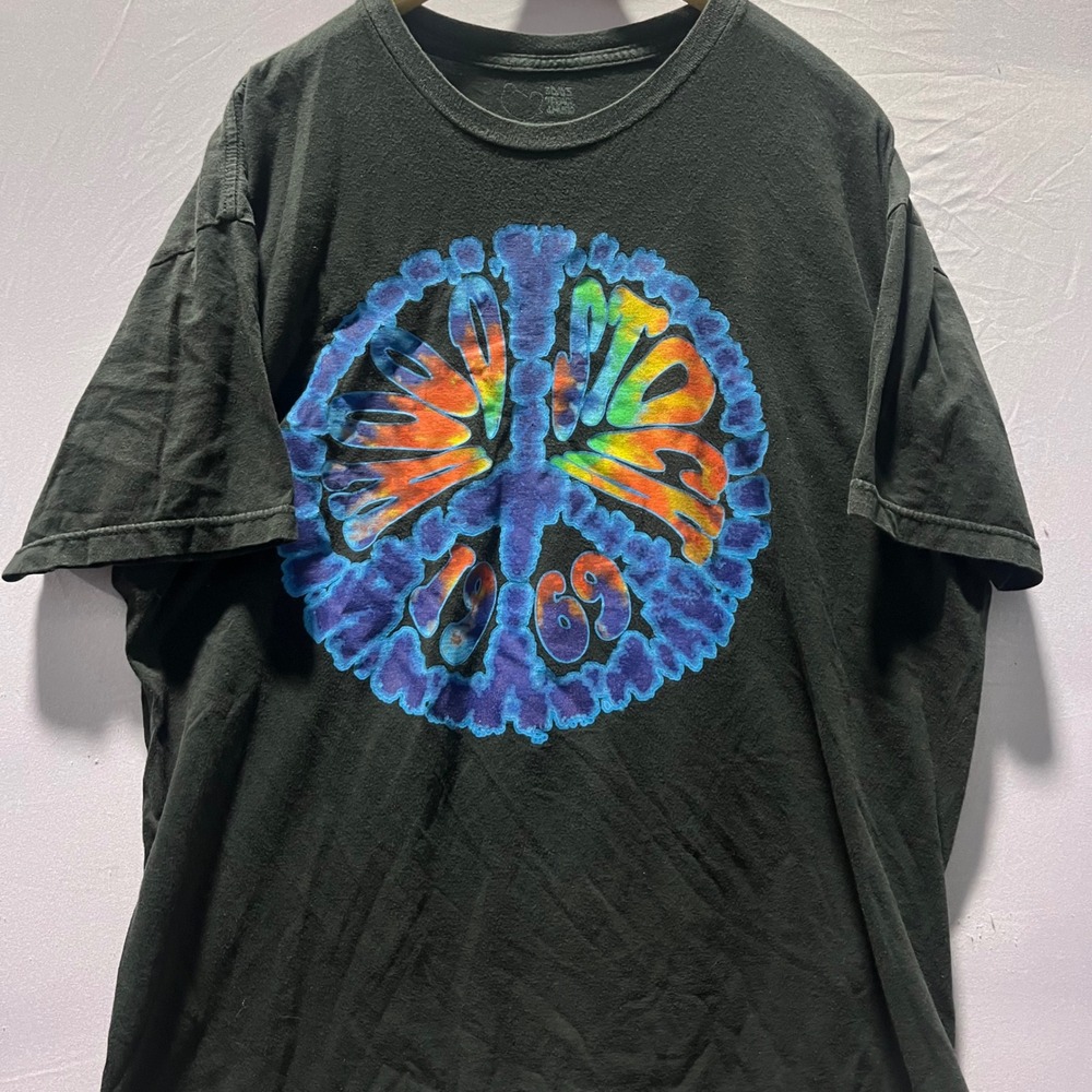 Woodstock 1969 3 Days of Peace & Music Graphic T-Shirt Mens XL Black Tie Dye